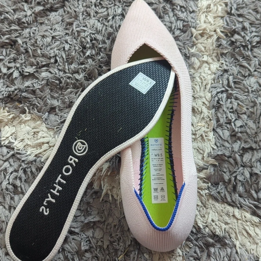 Rothy's Pointed Toe Flat Light Pink Blush Tortoise Size Women's 9.5